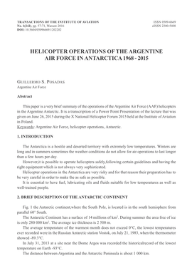 Helicopter Operations of the Argentine Air Force in Antarctica 1968 - 2015