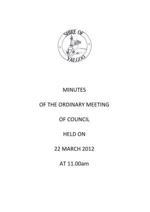 Minutes of the Ordinary Meeting of Council Held On