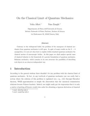 On the Classical Limit of Quantum Mechanics