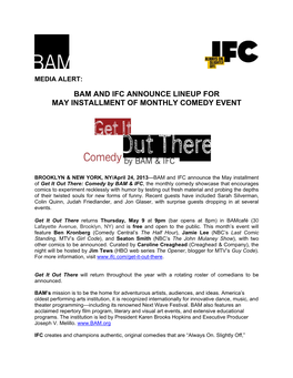 Bam and Ifc Announce Lineup for May Installment of Monthly Comedy Event