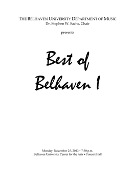 THE BELHAVEN UNIVERSITY DEPARTMENT of MUSIC Dr
