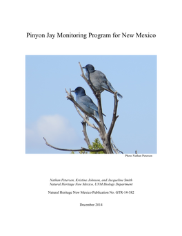 Pinyon Jay Monitoring Program for New Mexico