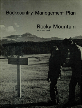 Backcountry Management Plan, Rocky Mountain National Park