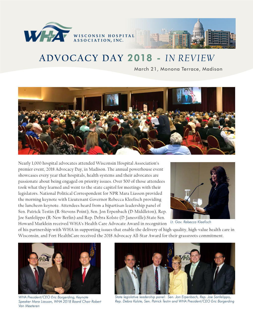 ADVOCACY DAY 2018 - in REVIEW March 21, Monona Terrace, Madison