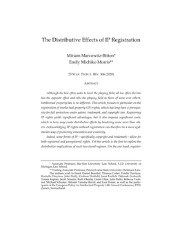 The Distributive Effects of IP Registration