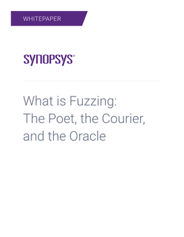 What Is Fuzzing: the Poet, the Courier, and the Oracle TABLE of CONTENTS