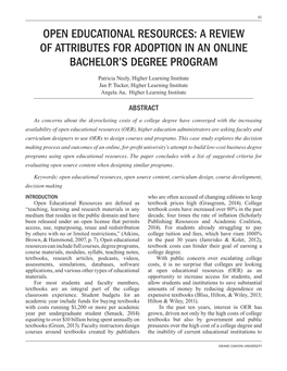 Open Educational Resources: a Review of Attributes for Adoption in an Online Bachelor’S Degree Program