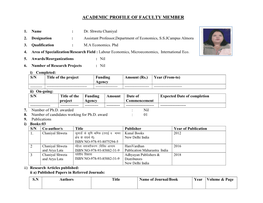 Academic Profile of Faculty Member
