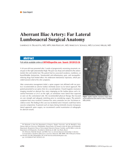 Aberrant Iliac Artery: Far Lateral Lumbosacral Surgical Anatomy