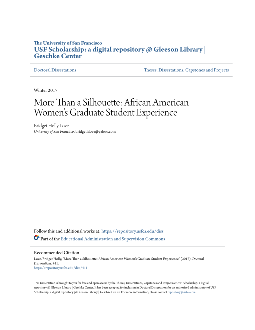 African American Women's Graduate Student Experience