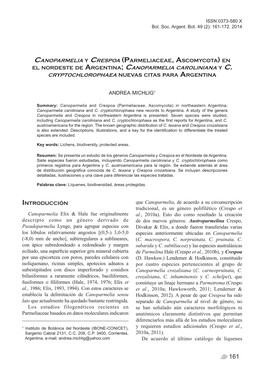 A. Michlig - Canoparmelia Y Crespoaissn En0373-580 El NEA X Bol
