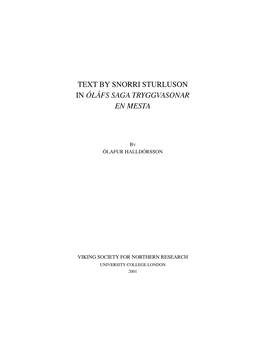 Text by Snorri Sturluson in Óláfs Saga Tryggvasonar En Mesta