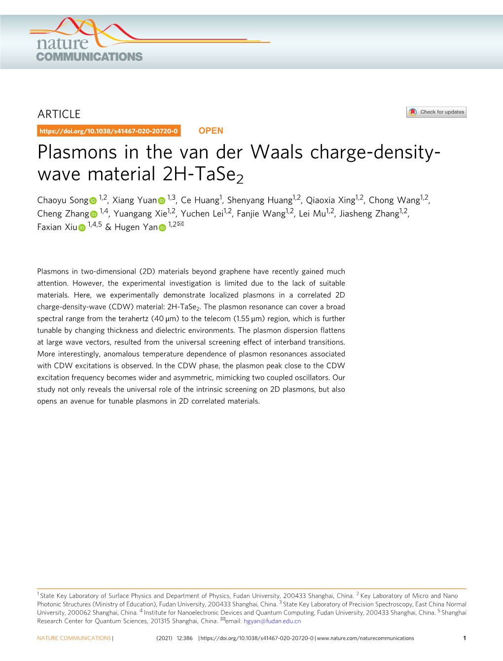 Plasmons in the Van Der Waals Charge-Density-Wave Material 2H-Tase2