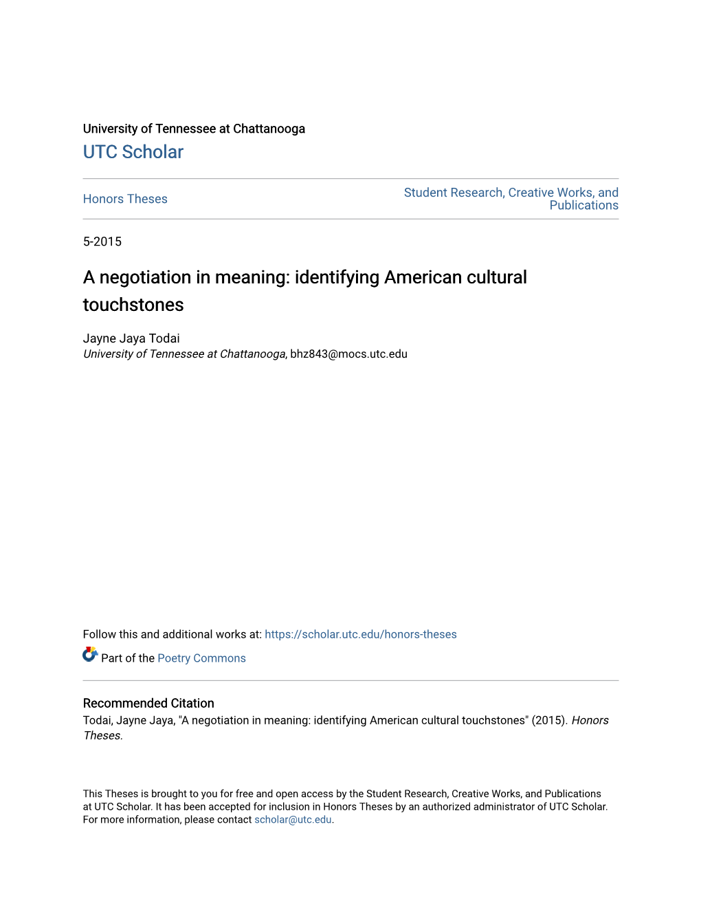 A Negotiation in Meaning: Identifying American Cultural Touchstones
