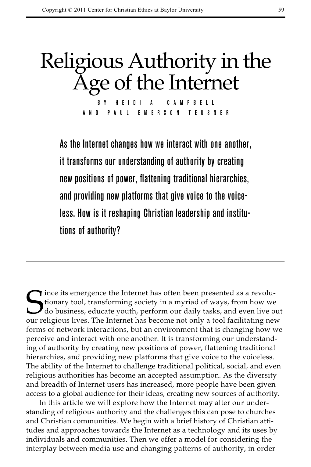 Religious Authority in the Age of the Internet by Heidi A