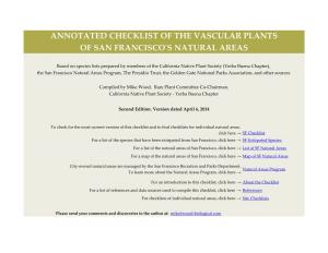 Annotated Checklist of Vascular Plants of SF's Natural Areas 2014
