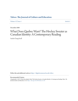 The Hockey Sweater As Canadian Identity: a Contemporary Reading