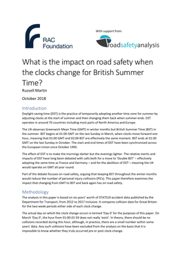 What Is the Impact on Road Safety When the Clocks Change for British Summer Time? Russell Martin