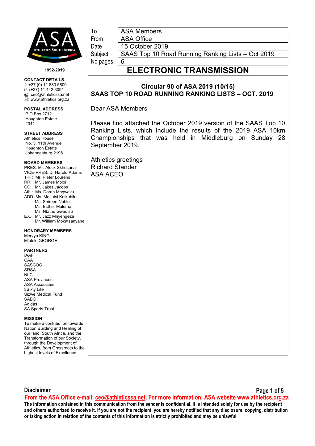Electronic Transmission