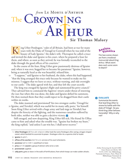 Crown Ng of Ar Hur Sir Thomas Malory