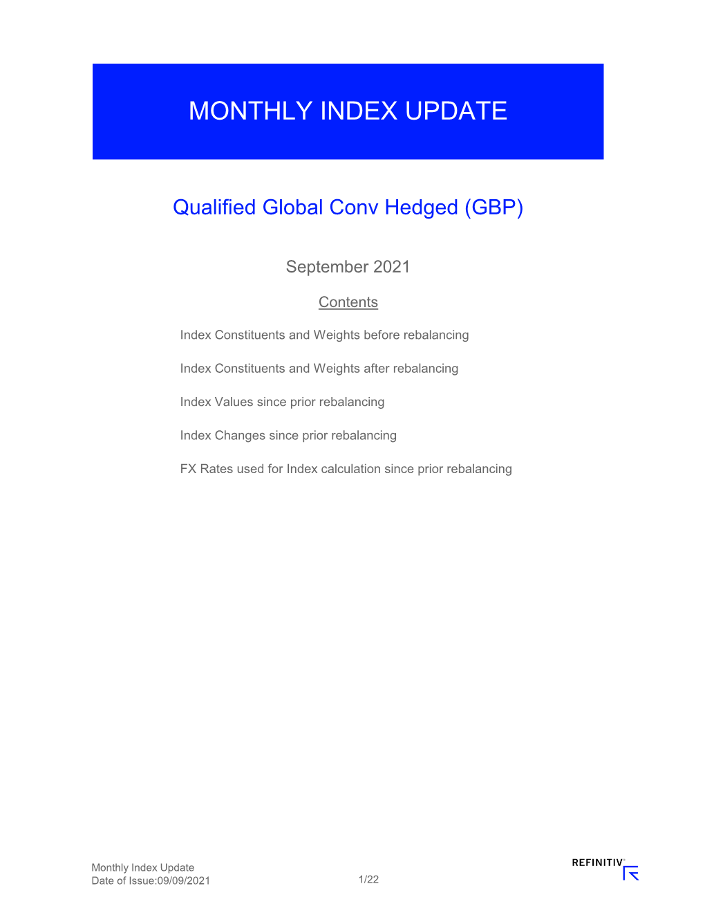 Monthly Index Update