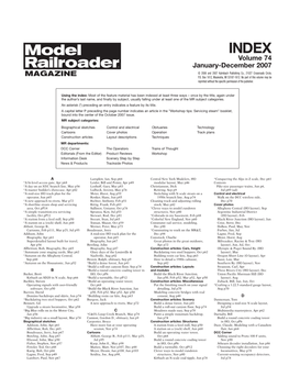 To View a PDF Version of the Model Railroader Index for 2007