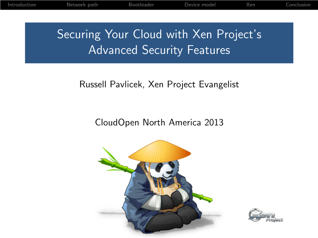 Securing Your Cloud with Xen Project's Advanced Security Features