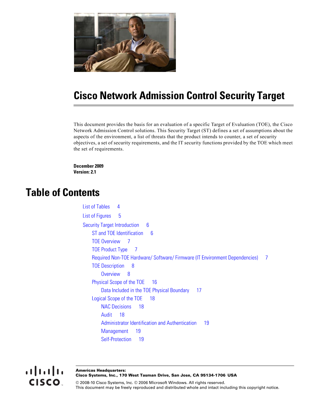 Cisco Network Admission Control Security Target Table of Contents