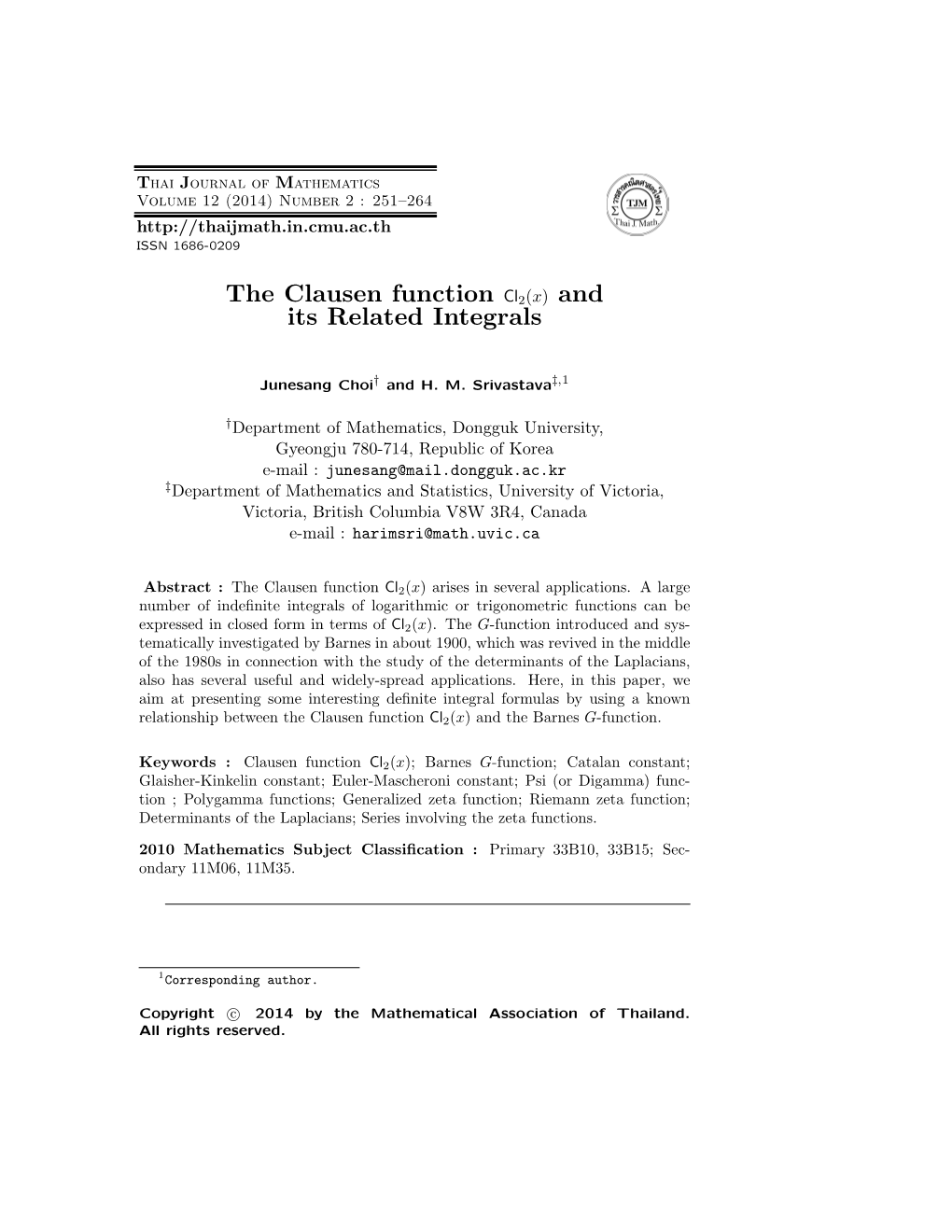 The Clausen Function Cl2(X) and Its Related Integrals