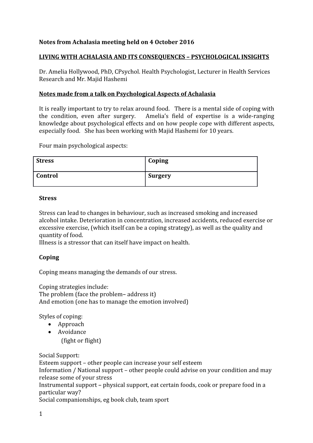 Living with Achalasia and Its Consequences Psychological Insights