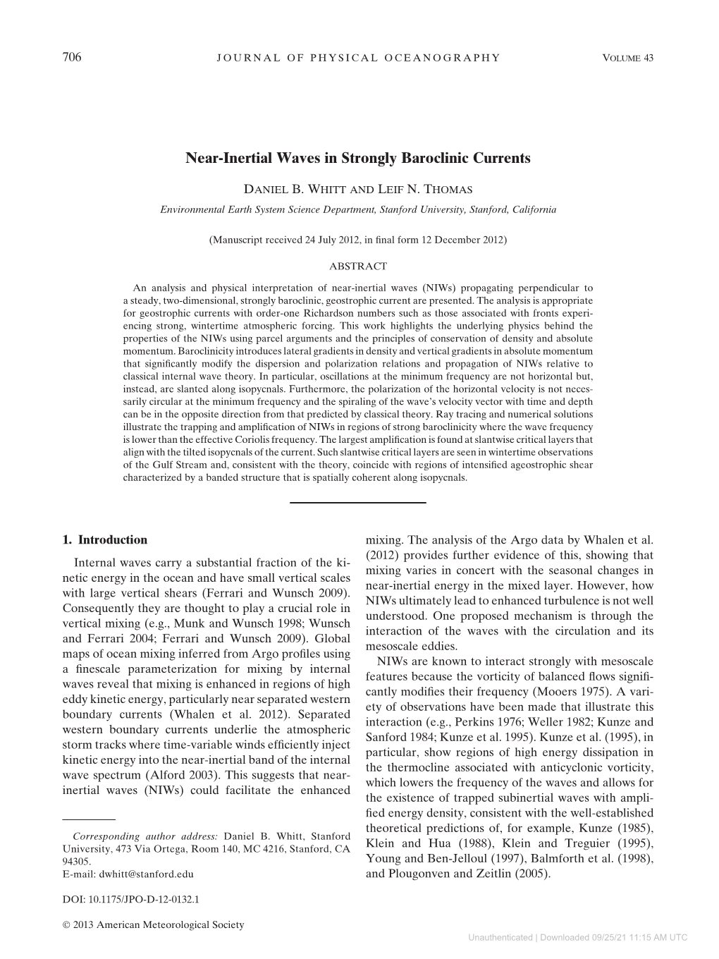 Near-Inertial Waves in Strongly Baroclinic Currents