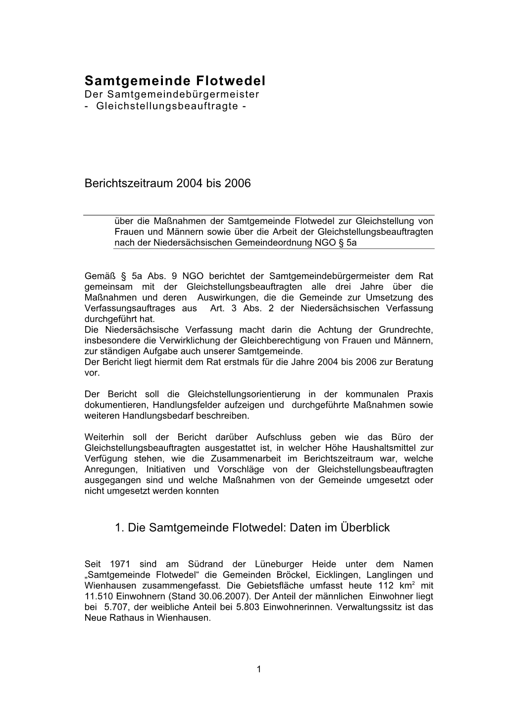 Samtgemeinde Flotwedel Der Samtgemeindebürgermeister - Gleichstellungsbeauftragte