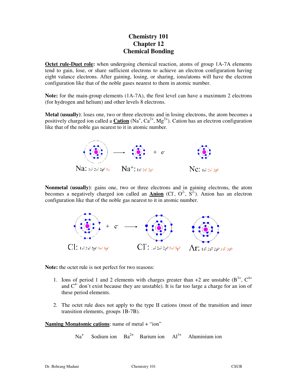 Chemistry 101 Chapter 12 Chemical Bonding