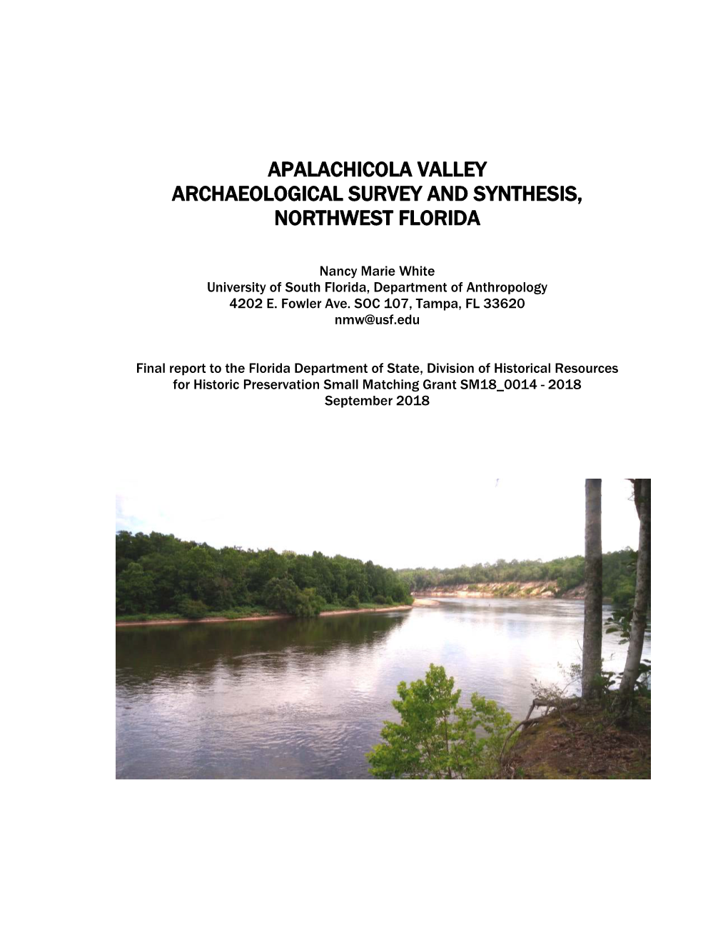 Apalachicola Valley Archaeological Survey and Synthesis, Northwest Florida