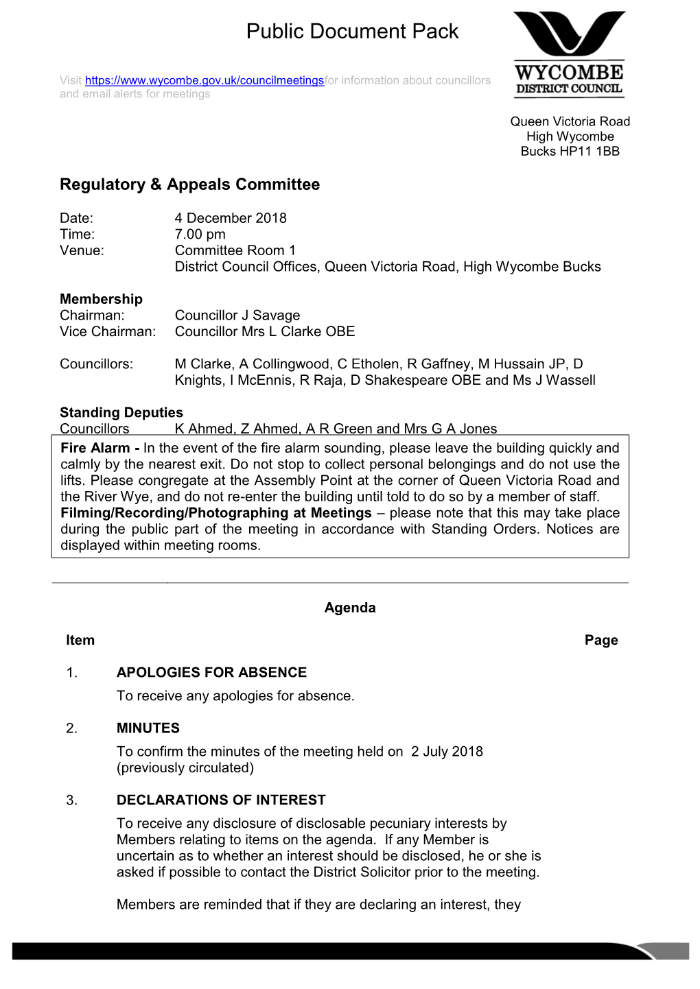 Regulatory and Appeals Committee Report