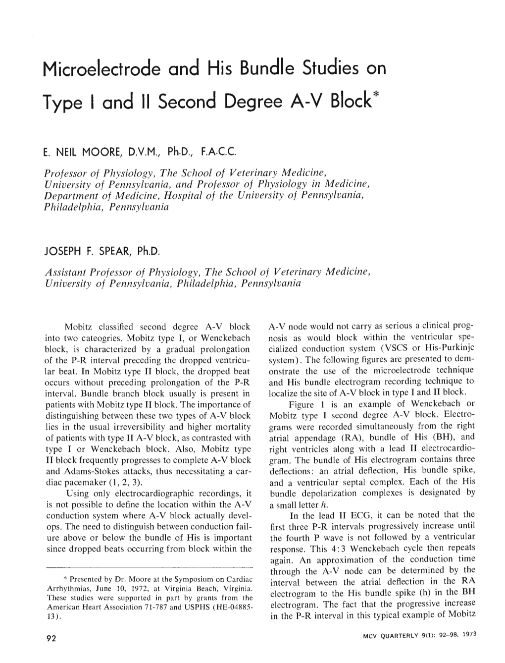 Microelectrode and His Bundle Studies on Type I and II Second Degree A-V Block*