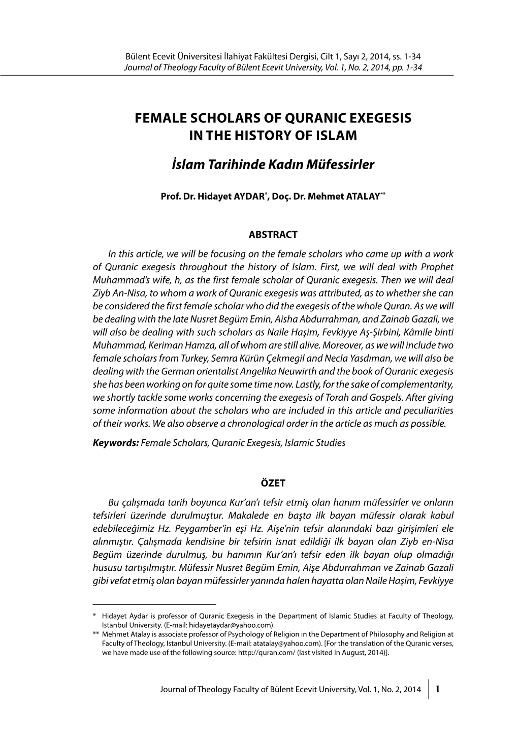 Female Scholars of Quranic Exegesis in the History of Islam