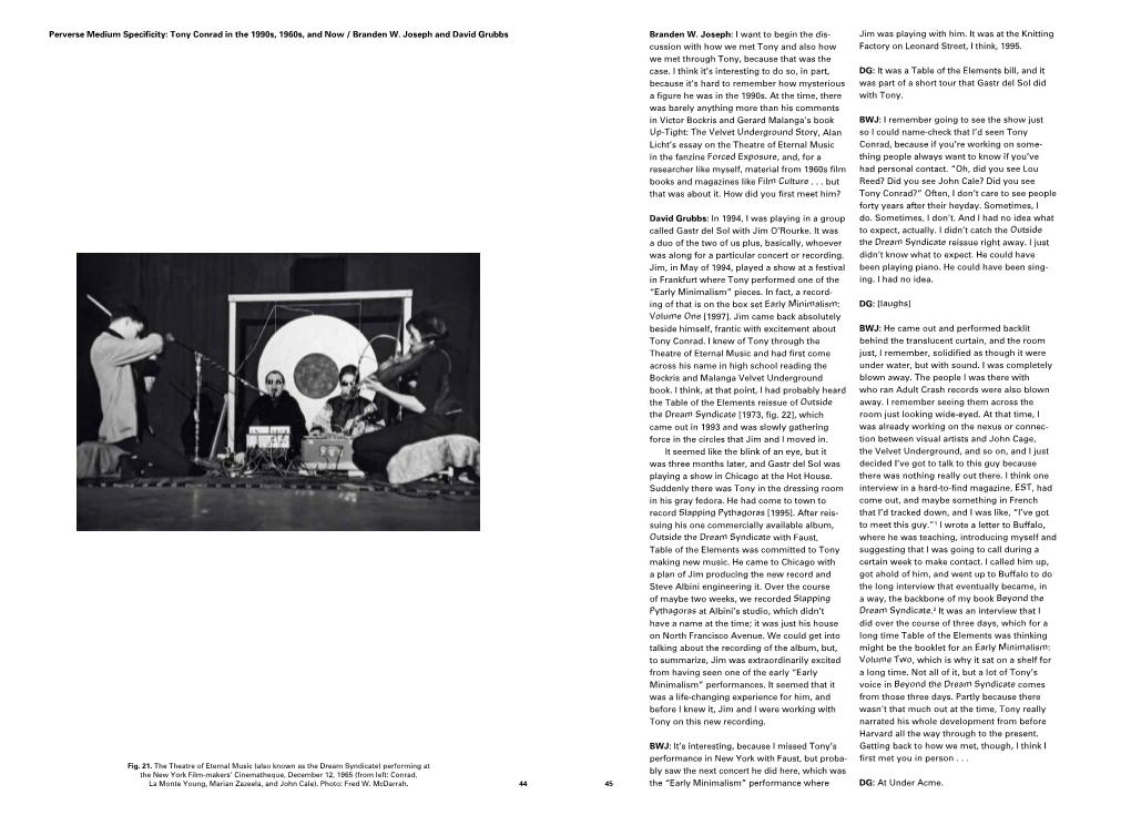 Perverse Medium Specificity: Tony Conrad in the 1990S, 1960S, and Now / Branden W