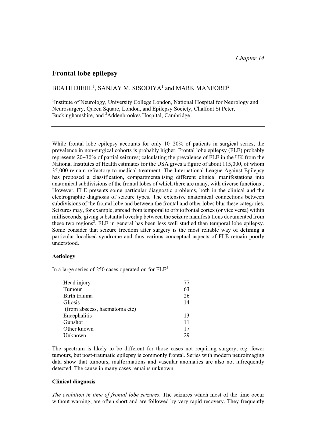 Frontal Lobe Epilepsy