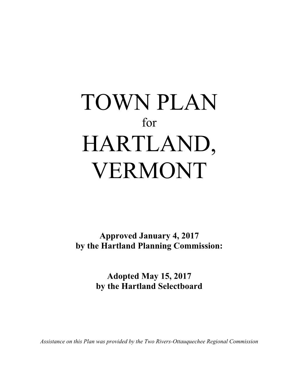 TOWN PLAN for HARTLAND, VERMONT
