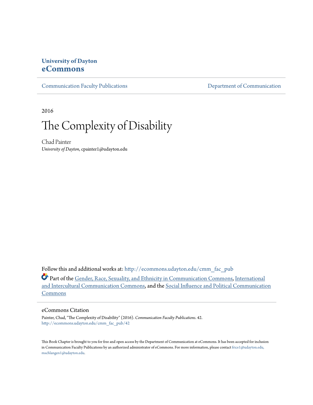 The Complexity of Disability