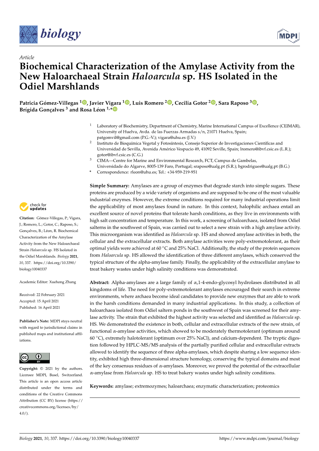 Biochemical Characterization of the Amylase Activity from the New Haloarchaeal Strain Haloarcula Sp