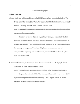 1 Annotated Bibliography Primary Sources Aloisio, Paula
