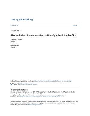 Rhodes Fallen: Student Activism in Post-Apartheid South Africa