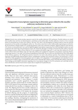 Comparative Transcriptome Sequencing to Determine Genes Related to the Nucellar Embryony Mechanism in Citrus