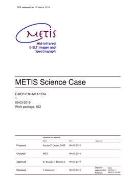 METIS Science Case