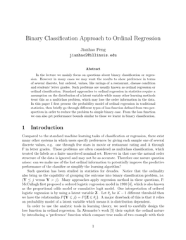 Binary Classification Approach to Ordinal Regression