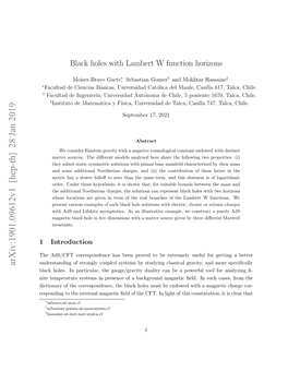Black Holes with Lambert W Function Horizons