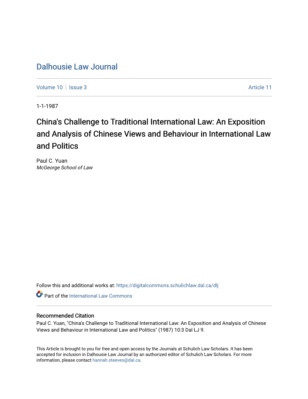 An Exposition and Analysis of Chinese Views and Behaviour in International Law and Politics