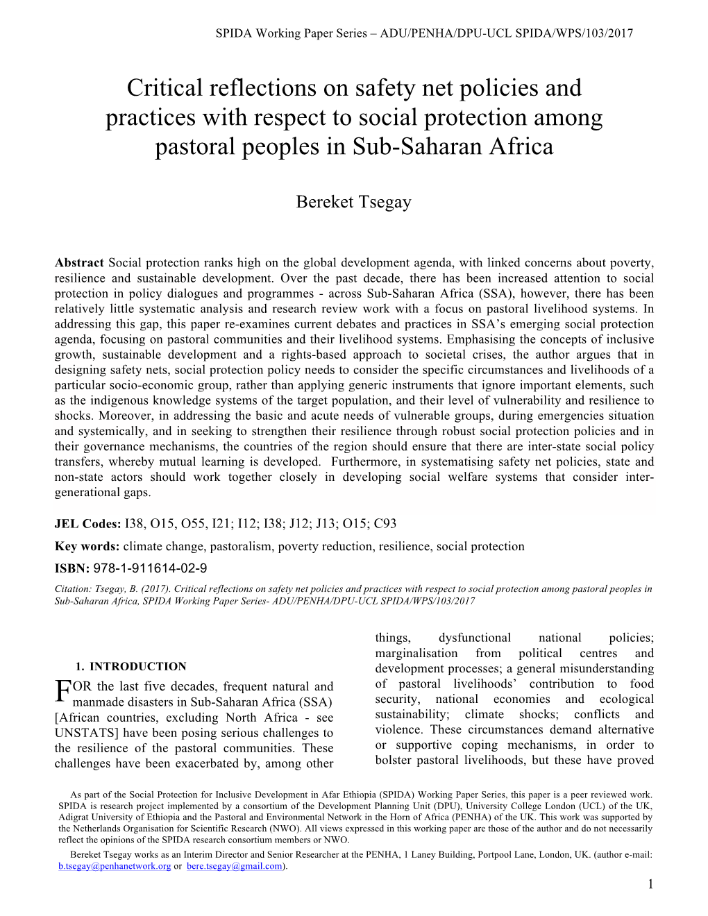 Critical Reflections on Safety Net Policies and Practices with Respect to Social Protection Among Pastoral Peoples in Sub-Saharan Africa